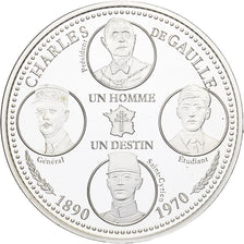 Francja, medal, Charles De Gaulle, 1970, Srebro, MS(65-70)