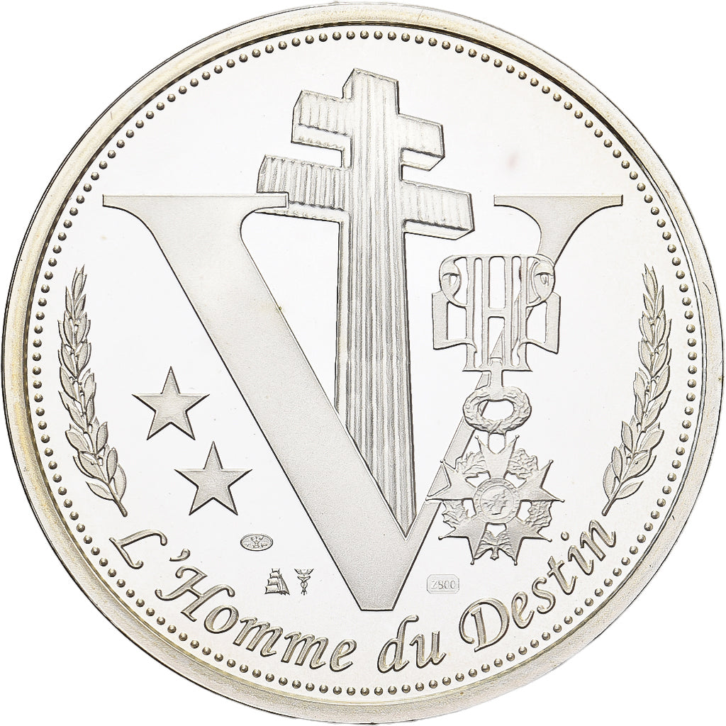 Francja, medal, Charles De Gaulle, 1970, Srebro, MS(65-70)