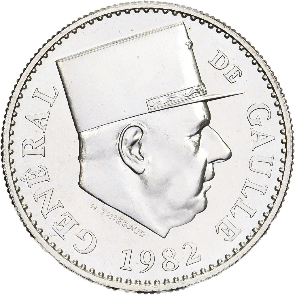 France, Medal, Général De Gaulle, 1982, Silver, Thiébaud, MS(65-70)