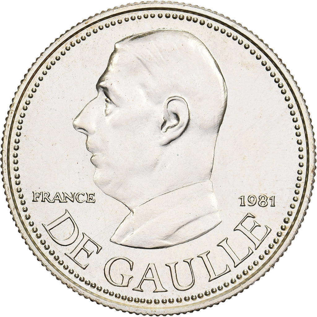 France, Medal, Charles de Gaulle, 1981, Silver, MS(65-70)