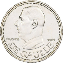 France, Medal, Charles de Gaulle, 1981, Silver, MS(65-70)