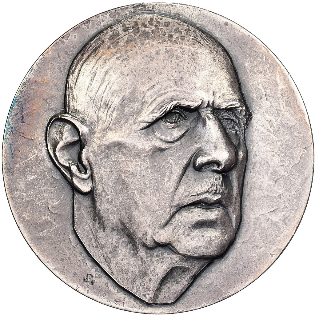 France, Medal, Charles De Gaulle, Silvered bronze, J. Balme, AU(55-58)
