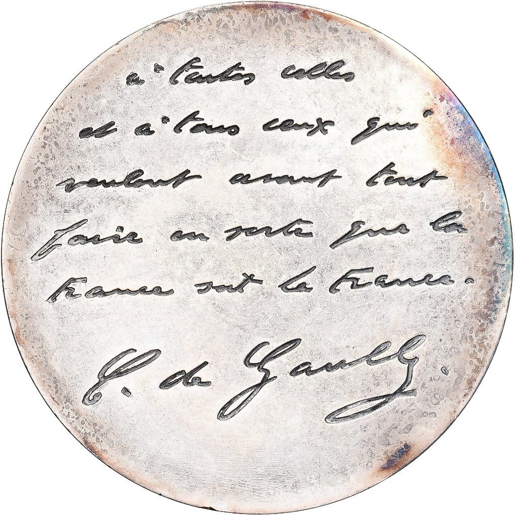 France, Medal, Charles De Gaulle, Silvered bronze, J. Balme, AU(55-58)
