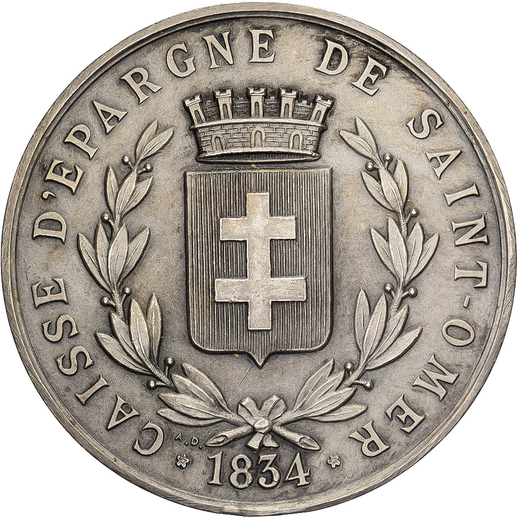 Frankreich, Medaille, Banque, Caisse d'Epargne de Saint-Omer, 1834, Silber