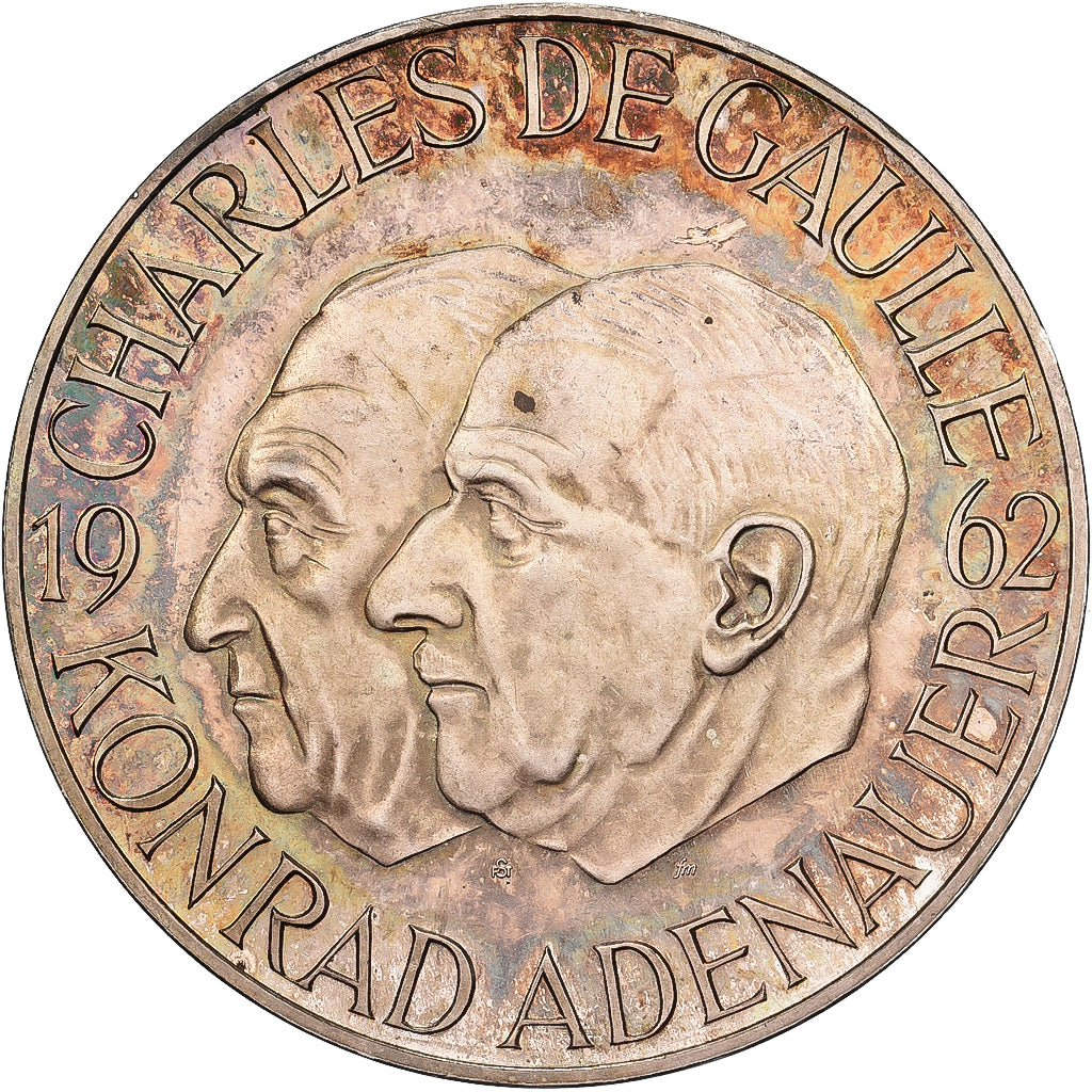 Germany, Medal, De Gaulle et Adenauer, 1962, Silver, AU(55-58)