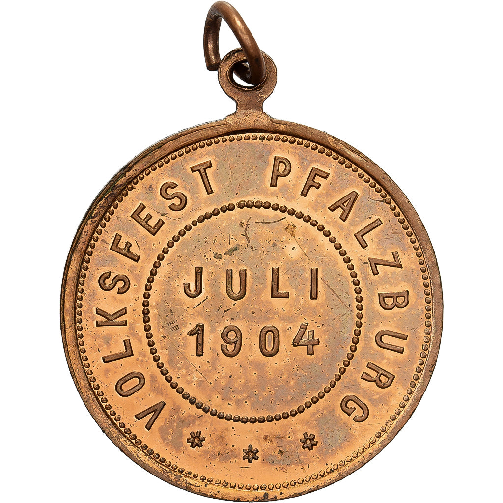 Alemanha, medalha, Volksfest Pfalzburg, 1904, Latão, AU(55-58)