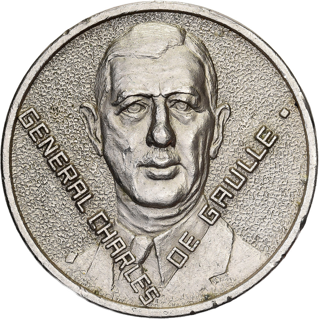Francia, medalla, Charles De Gaulle, Silvered Metal, MBC