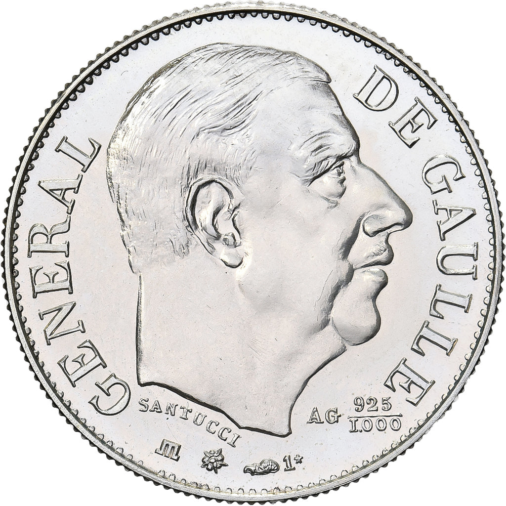 France, Médaille, Charles de Gaulle, 1980, Argent, FDC