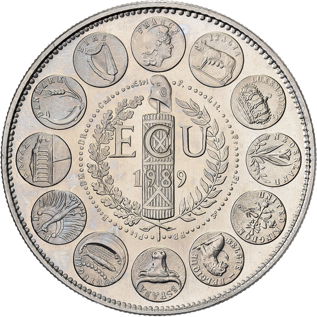 França, medalha, Ecu Europa, Marianne, 1989, Cobre-níquel, Rodier, MS(65-70)