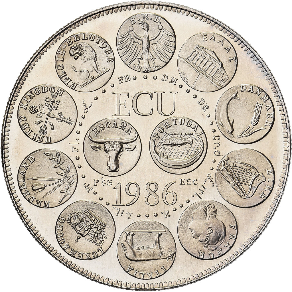 França, medalha, Ecu Europa, Marianne, 1986, Cobre-níquel, Rodier, MS(65-70)
