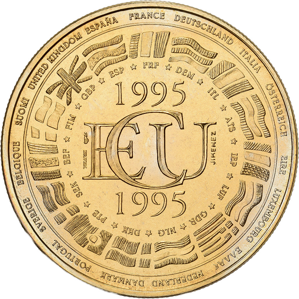 France, Medal, Ecu Europa, 1995, Copper-Nickel Gilt, Rodier, MS(65-70)