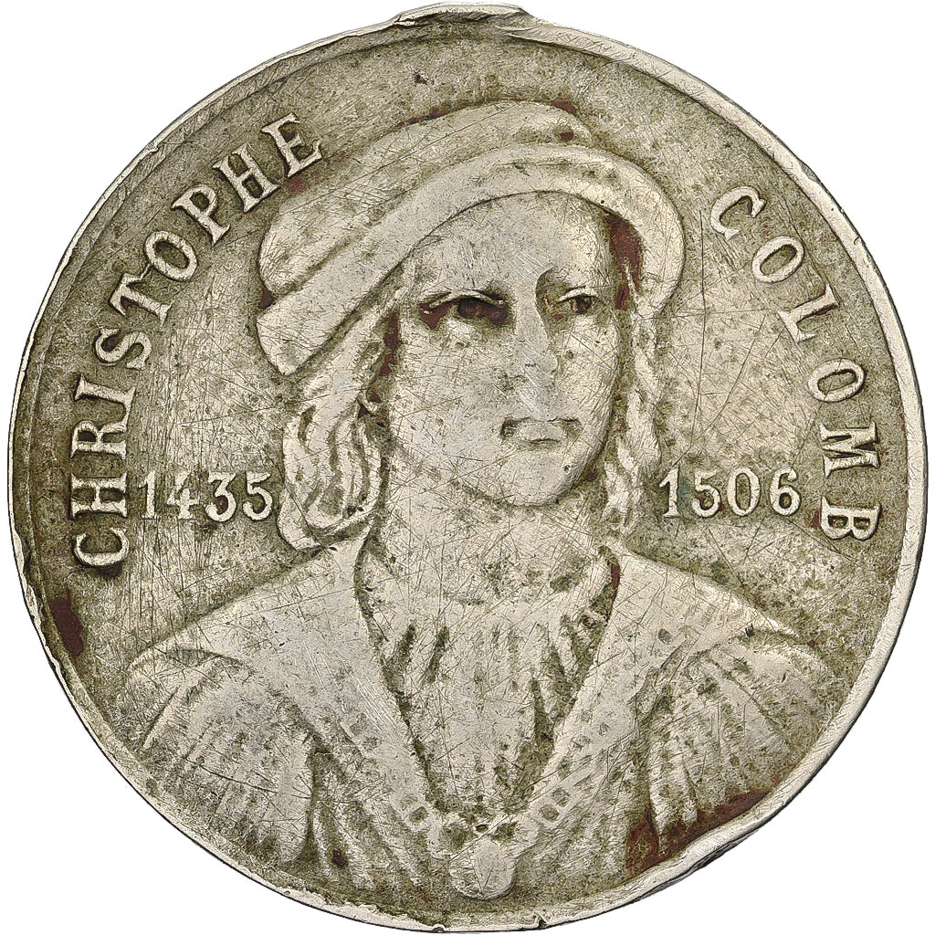 France, Médaille, Christophe Colomb, Découverte de l'Amérique, Bronze