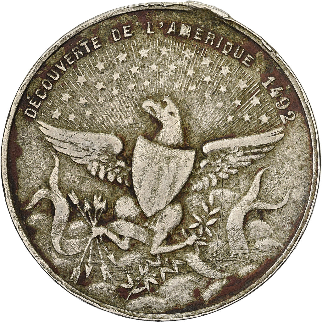 France, Médaille, Christophe Colomb, Découverte de l'Amérique, Bronze