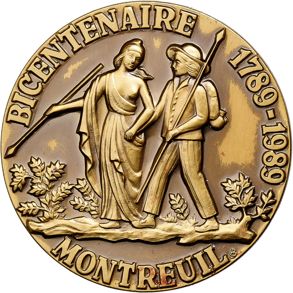 Francia, medalla, Bicentenaire de la Révolution, Montreuil, Bronce, EBC