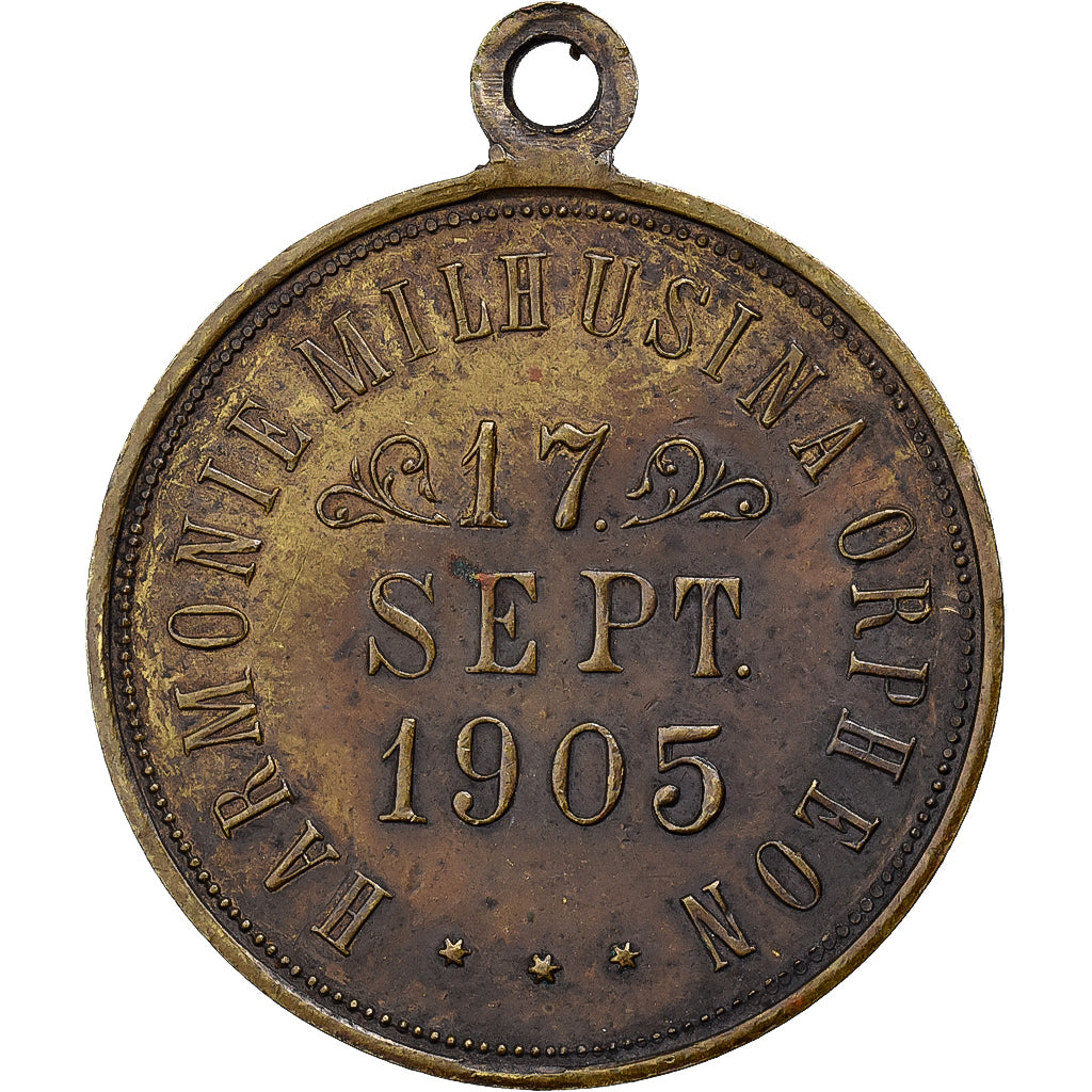 França, medalha, Harmonie Milhusina Orphéon, 1905, Latão, VF(30-35)