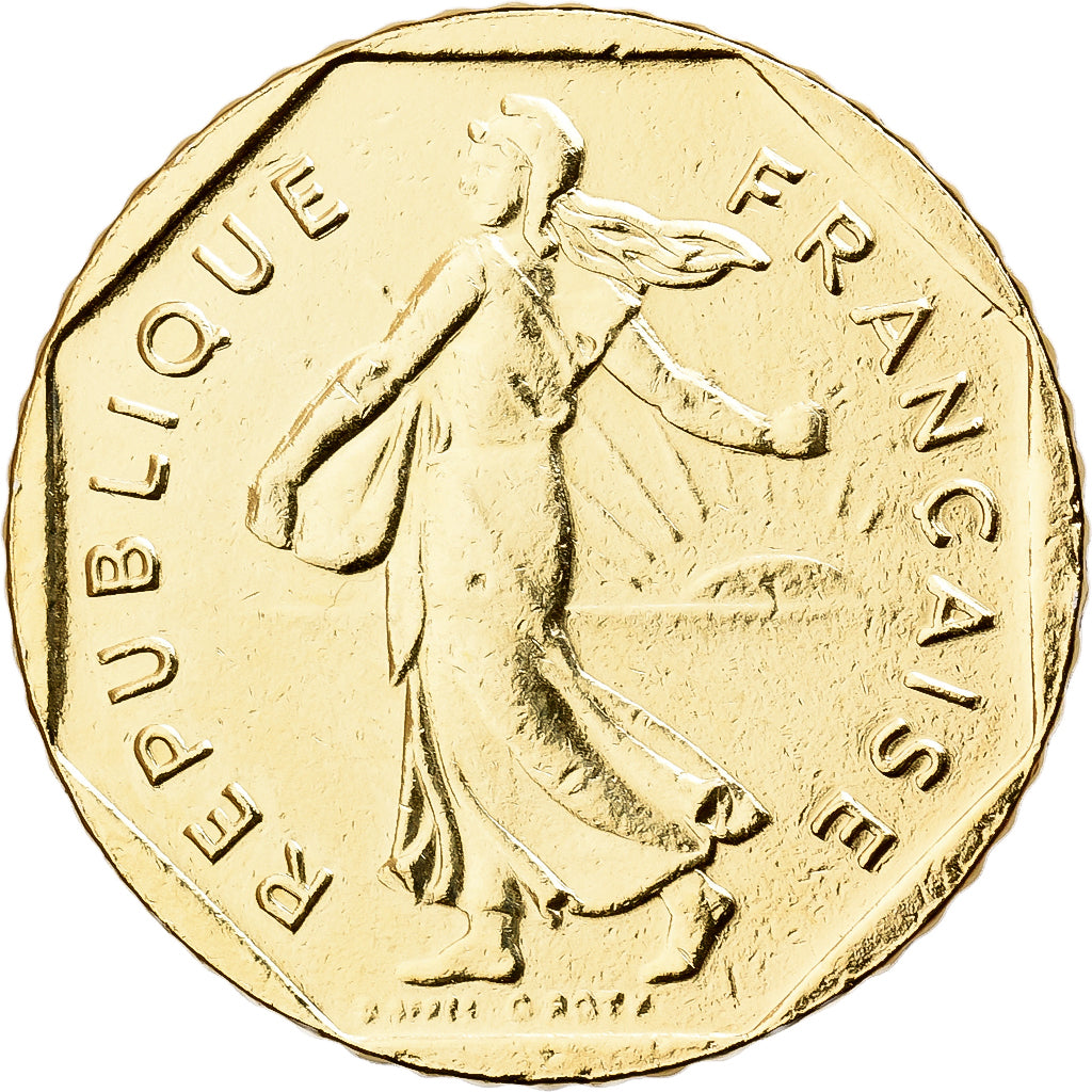Frankrijk, 2 Francs, Semeuse, 1998, Paris, Doré, Nickel, UNC-, Gadoury:547