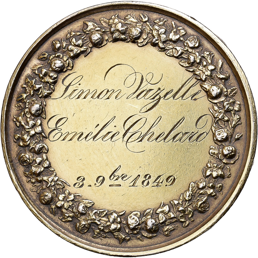 France, Médaille, Noces, Mariage, Religion, 1849, Vermeil, SUP, Petit