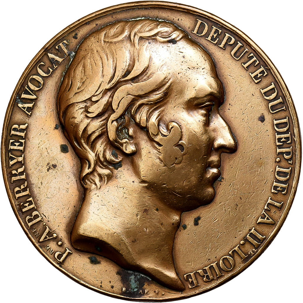 Francia, medalla, Berryer, Avocat et Député de la Haute-Loire, 1852, Bronce
