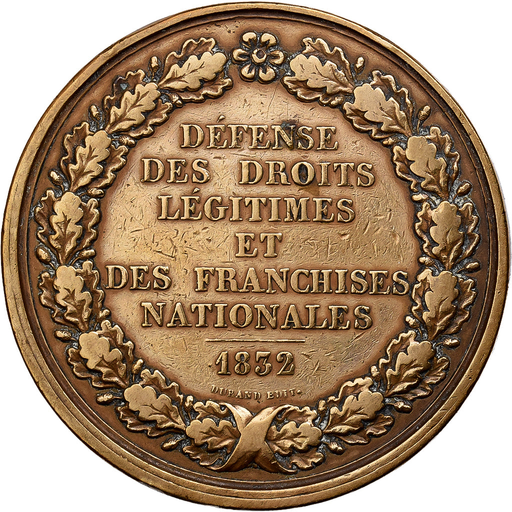 Francia, medalla, Berryer, Avocat et Député de la Haute-Loire, 1852, Bronce