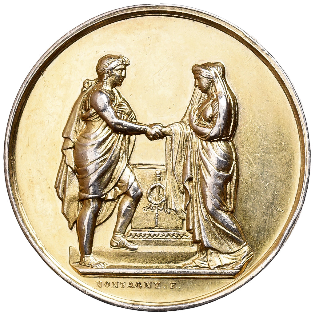 France, Medal, Noces, Mariage, Religion, 1868, Vermeil, Montagny, AU(50-53)