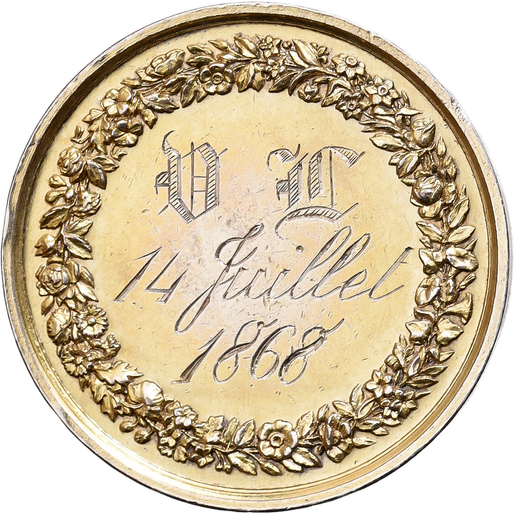 France, Medal, Noces, Mariage, Religion, 1868, Vermeil, Montagny, AU(50-53)
