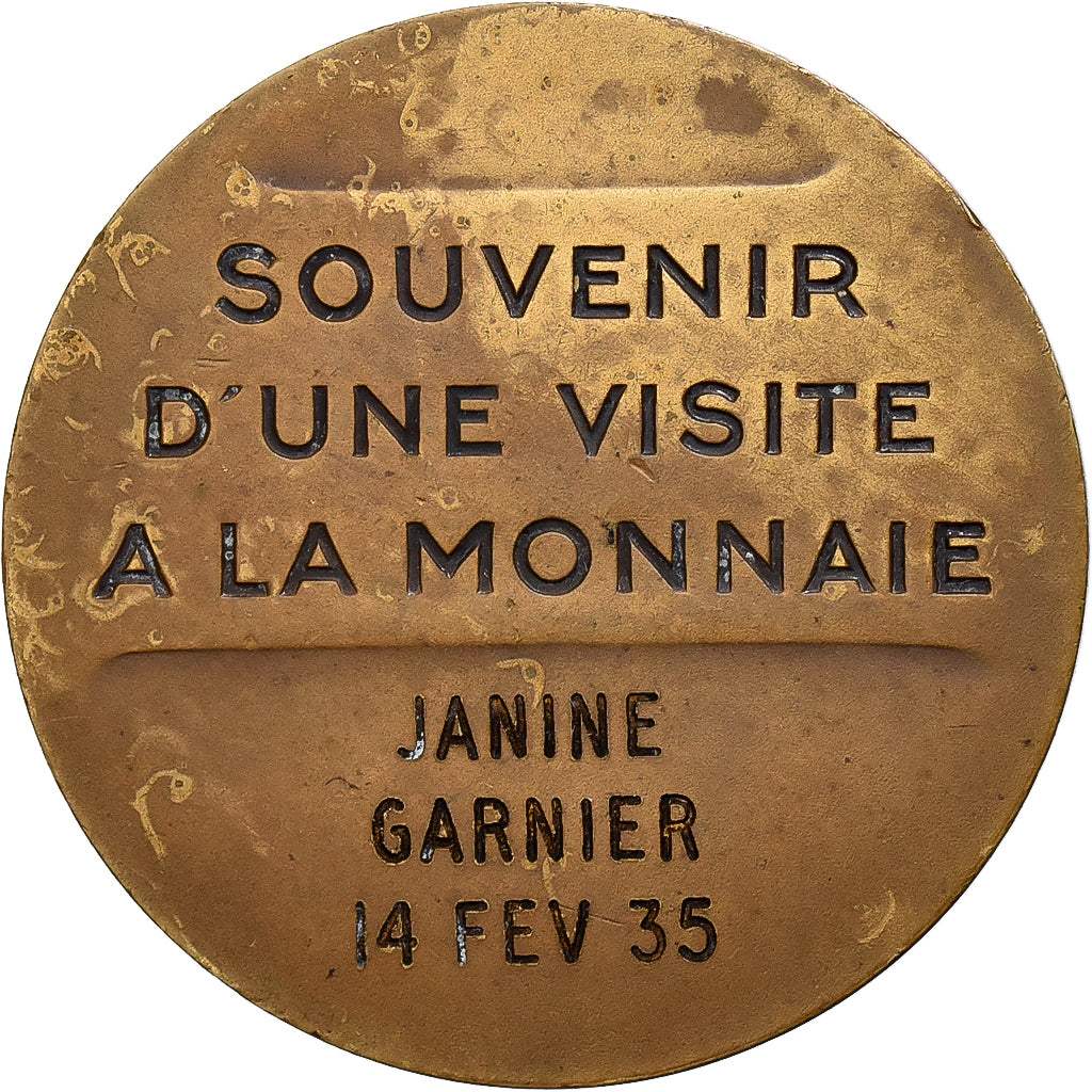 France, Médaille, Souvenir d'une visite à la Monnaie de Paris, 1935, Argent