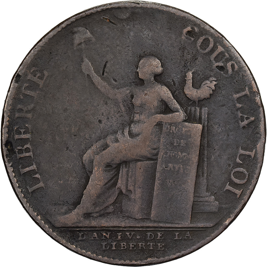 France, 2 Sols, Monneron à la Liberté, 1792, Birmingham, Bronze, VF(20-25)