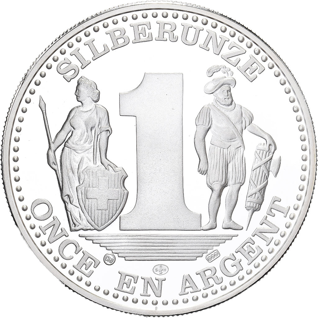 Switzerland, 1 Oz, Basel-Land, Cantons Suisses, Bern, Silver, MS(65-70)