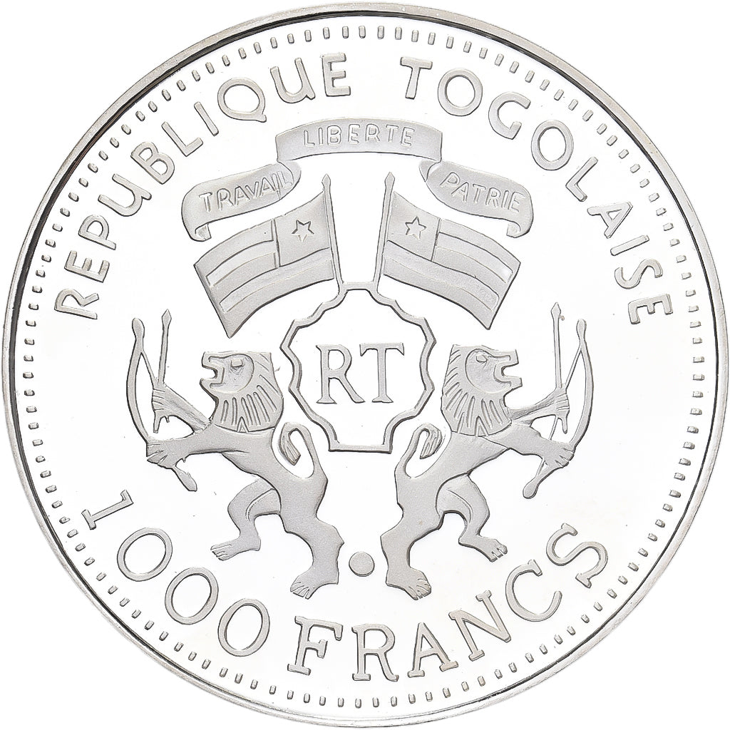 Togo, 1000 Francs, Dispholidus Typus, 2006, CIT, Proof, Silver, MS(65-70)