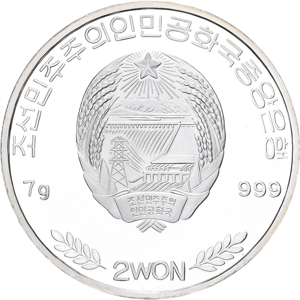 South Korea, 2 Won, Giant Pandas, 2010, Silver, MS(65-70)