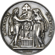 France, Medal, Religion, Mariage Chrétien, Silver, Pingret, MS(63)