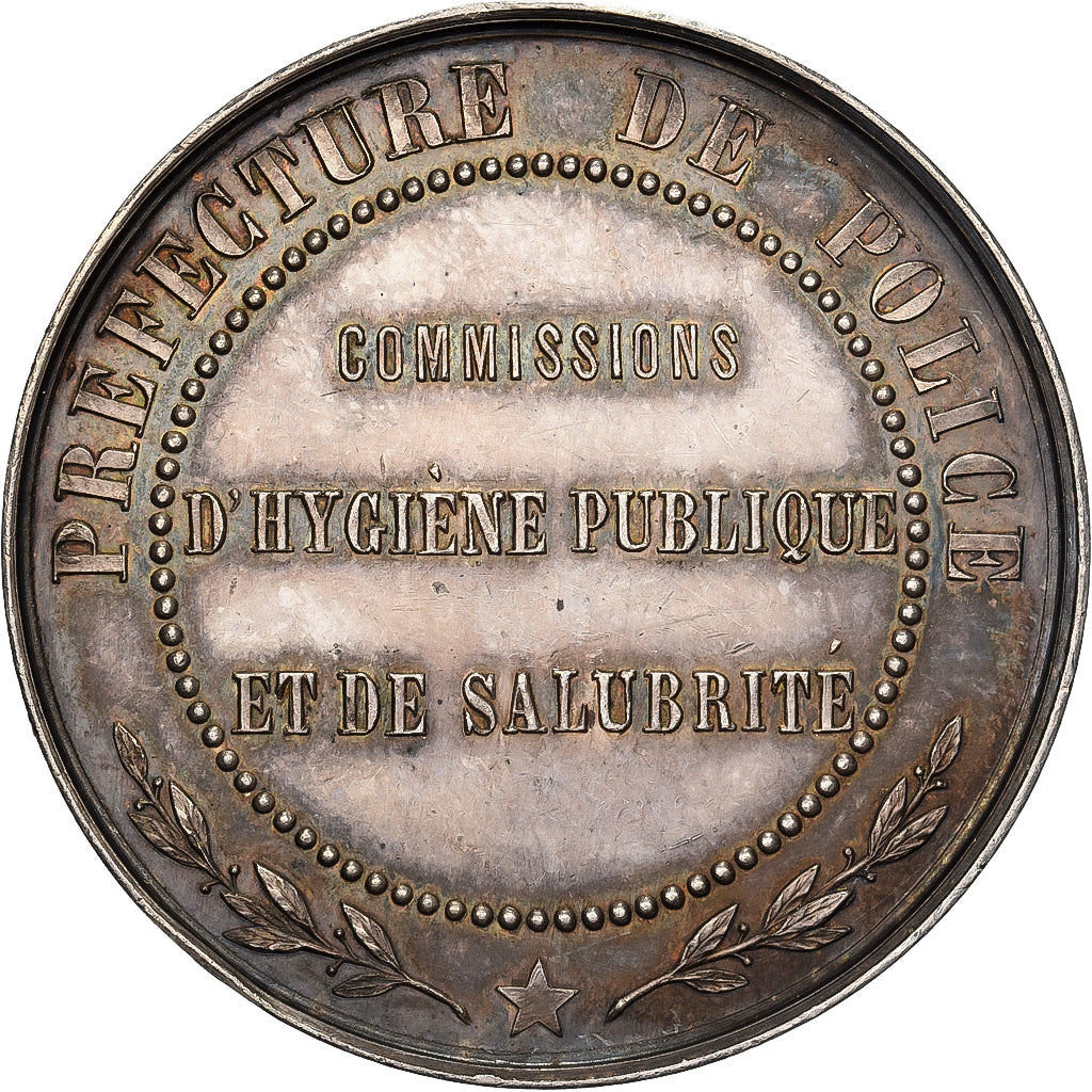France, Medal, Préfecture de Police, Commissions d'Hygiène Publique, Silver