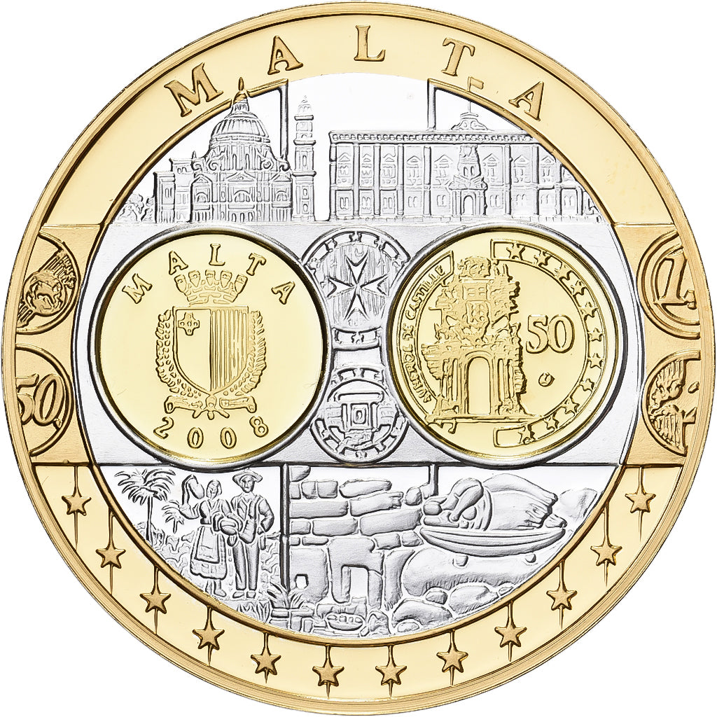 France, Medal, Europa, Malta, Silver, Proof, MS(64)
