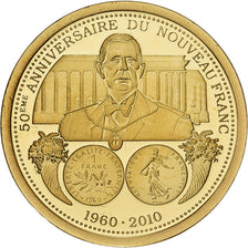 França, medalha, Charles de Gaulle, 50eme anniversaire du Nouveau Franc, 2010