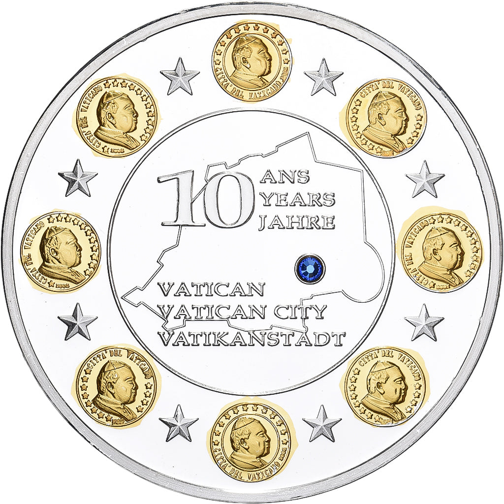 Francja, medal, Vatican, 10 Ans dans l'Europe, Miedź platerowana srebrem