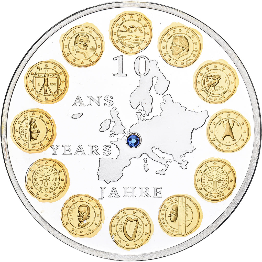 Frankrijk, Medaille, 10 Ans dans l'Europe, Verzilverd koper, UNC-