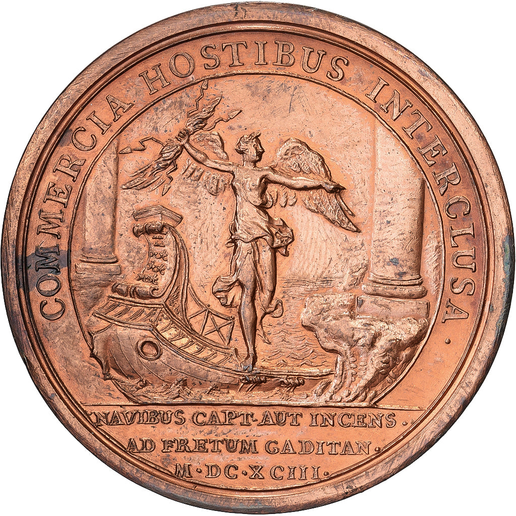 France, Medal, Louis XIV, Défaite de la Flotte anglaise près de Gibraltar
