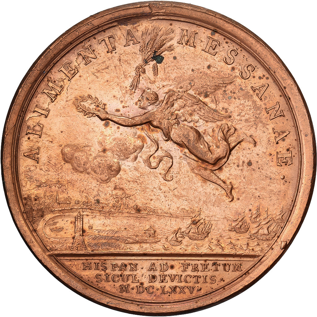 Francia, medaglia, Louis XIV, Secours de Messine, 1675, Bronzo, Mauger