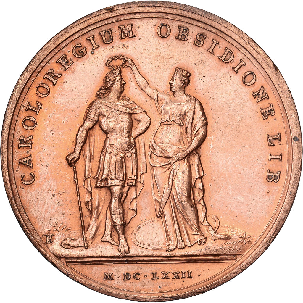 Francia, medaglia, Louis XIV, Levée du Siège de Charleroi, 1672, Bronzo