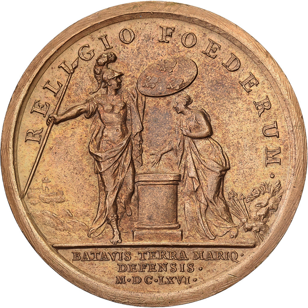 Francia, medaglia, Louis XIV, Secours donné aux Hollandais, 1666, Bronzo