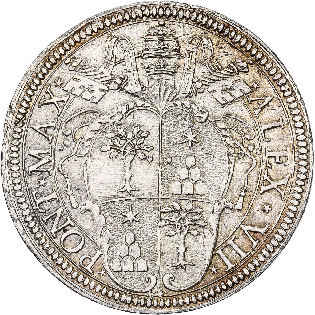 Papal States, Alessandro VII, Testone, Rome, Silver, MS(60-62)