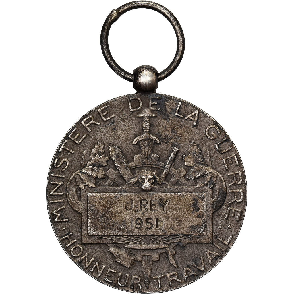 France, Ministère de la Guerre, Honneur et Travail, Medal, 1951, Very Good