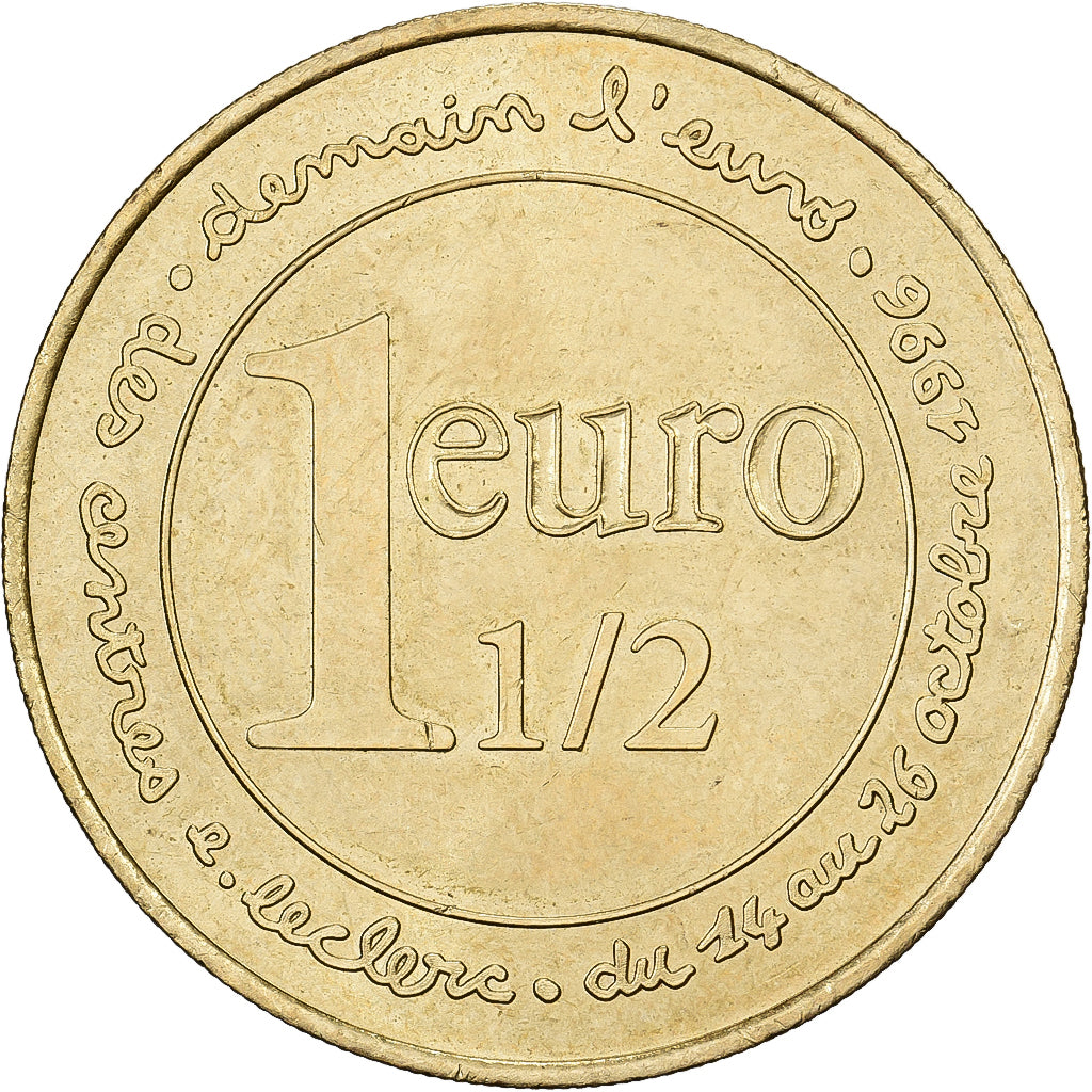Francja, Token, 1.5 Euro Centres Leclerc, 1996, MS(63), Miedź-Nikel-Aluminium