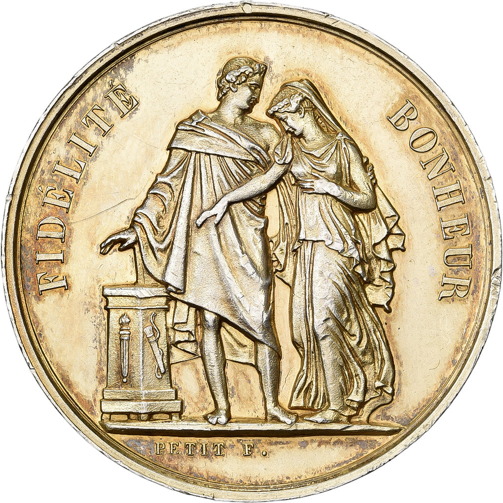 France, Token, Mariage, Fidélité Bonheur, Vermeil, Petit, AU(55-58)