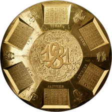 France, Medal, Calendrier, Voeux, Horoscope, 1981, Bronze Florentin, Ponce
