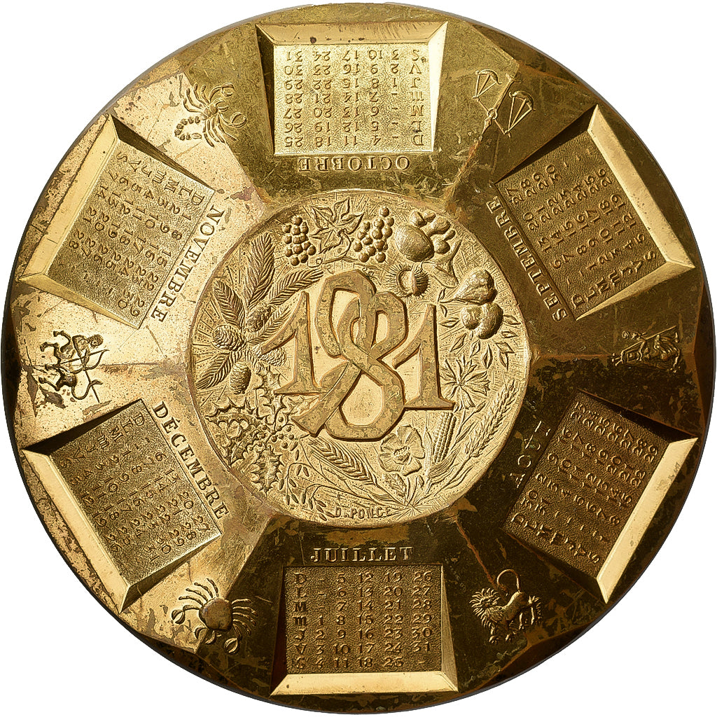França, medalha, Calendrier, Voeux, Horoscope, 1981, Bronze Florentin, Ponce