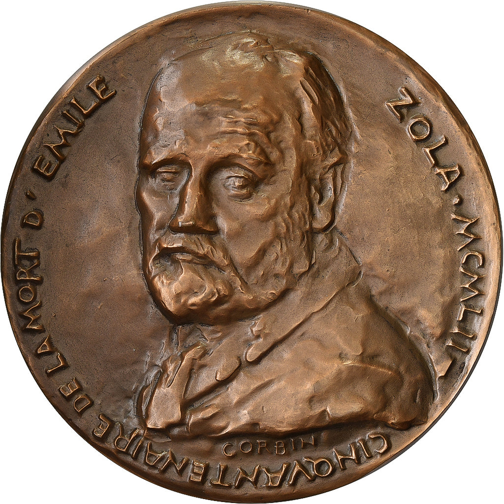 Francia, medaglia, Émile Zola, 50e anniversaire de décès, Émile Zola, 1952