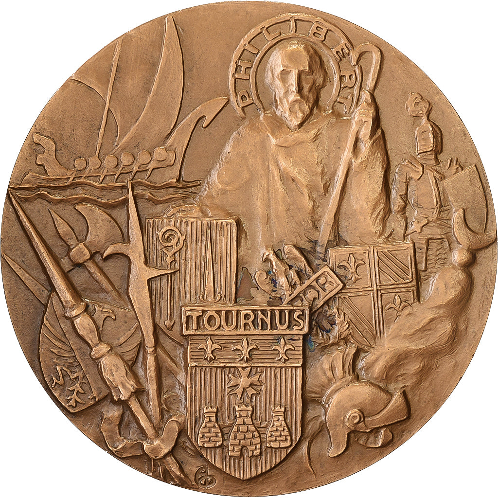 França, medalha, Saint Philibert de Tournus, 1966, Bronze, MS(63)