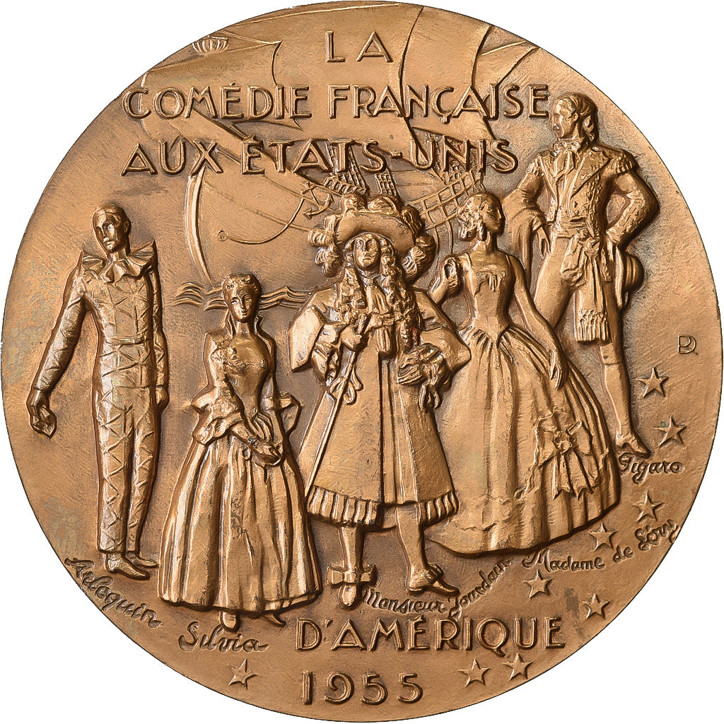 Francia, medaglia, Molière, Comédie française aux États-Unis, 1955, MDP