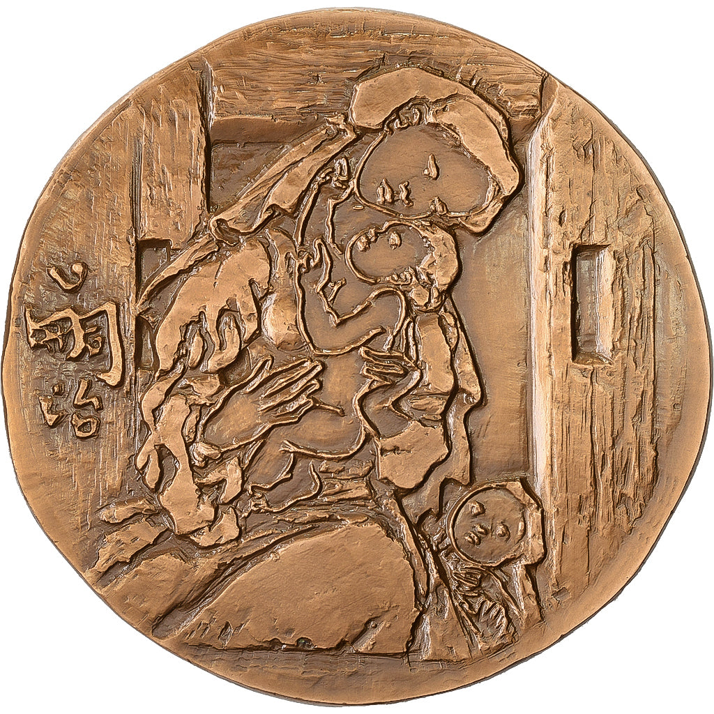 Francia, medaglia, Léonard Tsuguharu Foujita, 1968, MDP, Bronzo, Revol, SPL